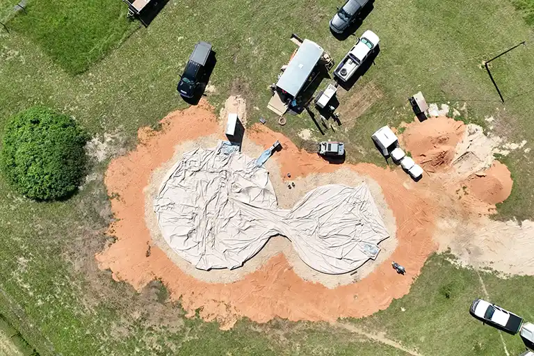 The connected domes provide 1,700 sq. ft. of living space and a 960 sq. ft. garage.