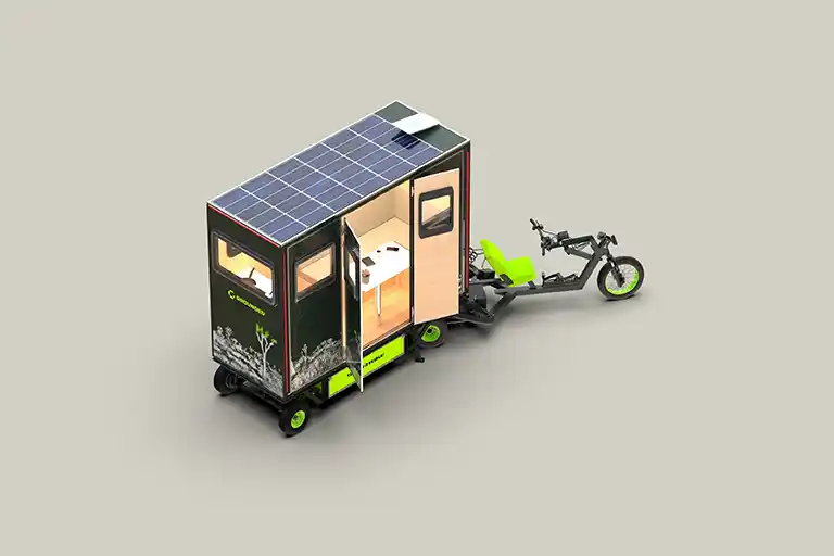 Powered by a Semi-Trike for eco-friendly mobility.
